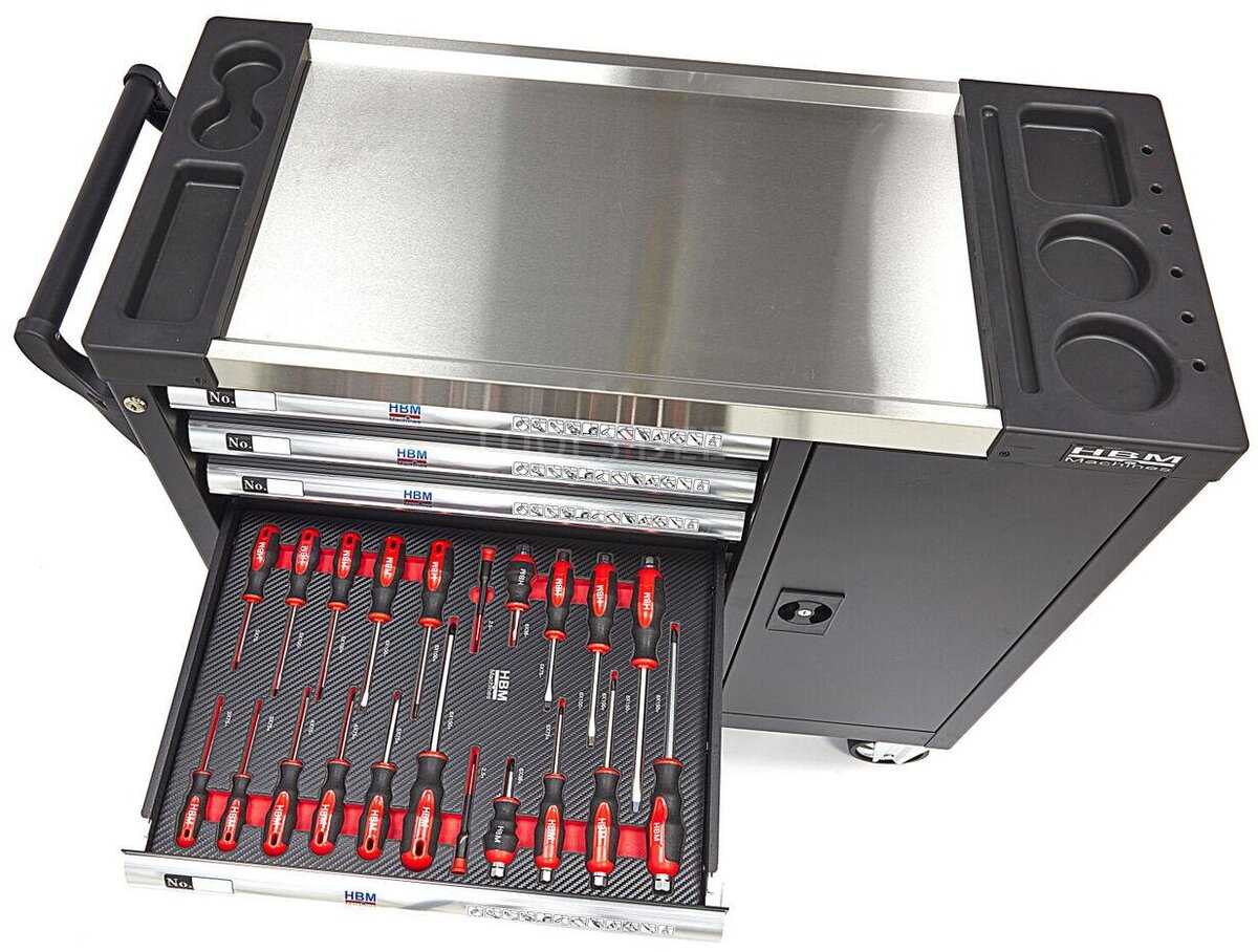 HBM 274 Piece XL Premium Filled Tool Trolley With Door and Carbon Inlays