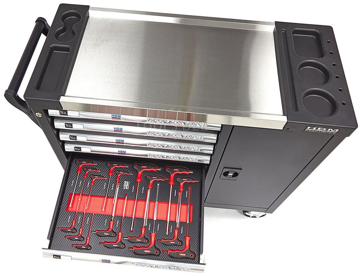 HBM 274 Piece XL Premium Filled Tool Trolley With Door and Carbon Inlays