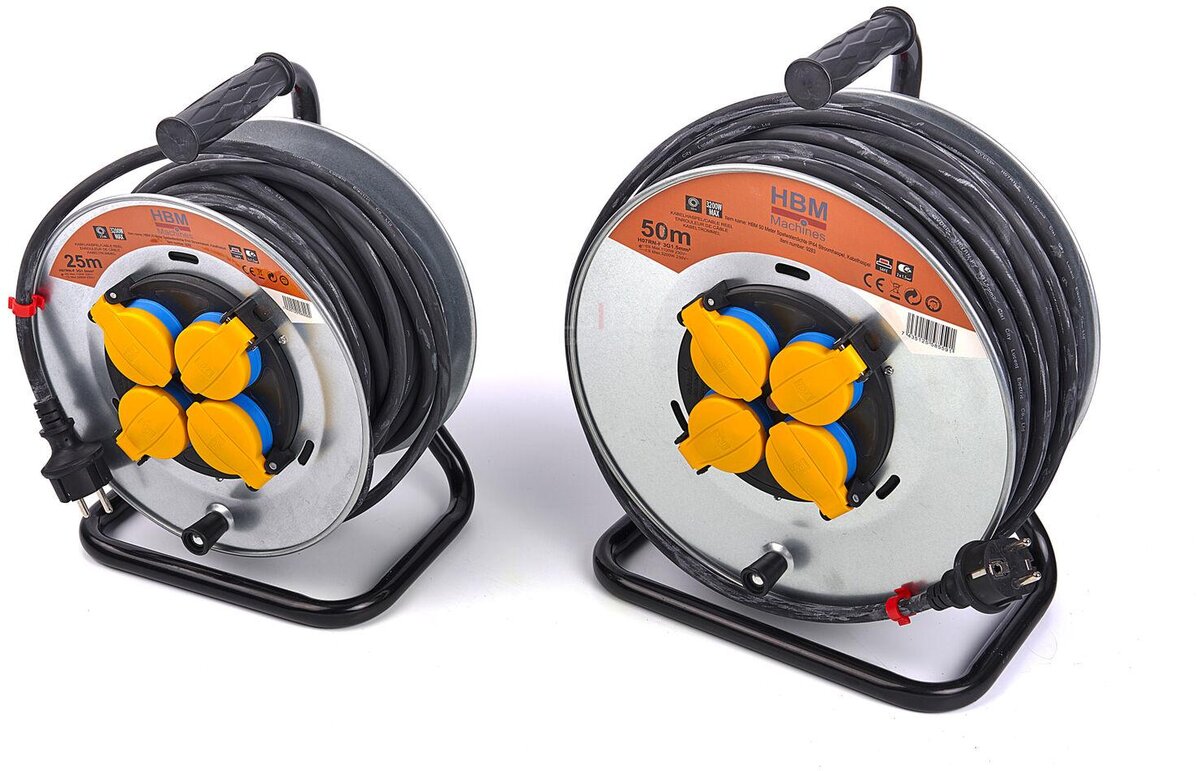 HBM Spatwaterdichte IP44 Stroomhaspel, Kabelhaspel 3 x 1,5 mm