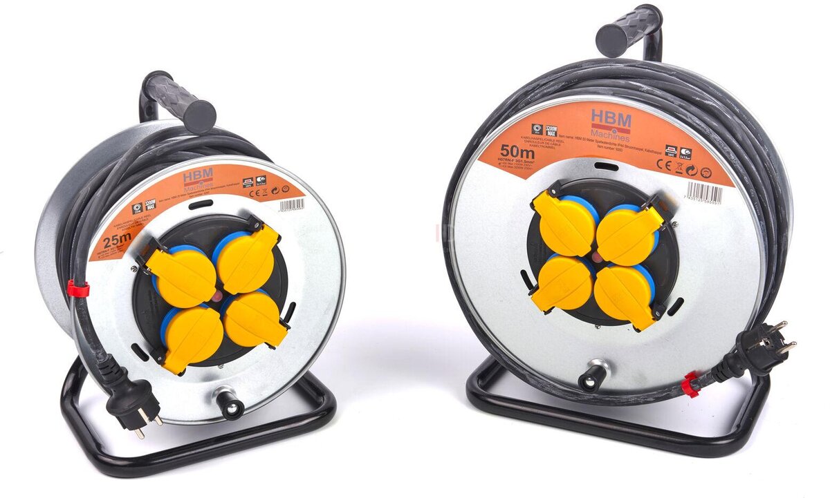 HBM Spatwaterdichte IP44 Stroomhaspel, Kabelhaspel 3 x 1,5 mm