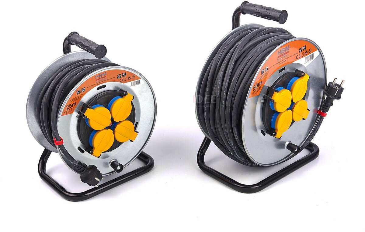 HBM Spatwaterdichte IP44 Stroomhaspel, Kabelhaspel 3 x 1,5 mm
