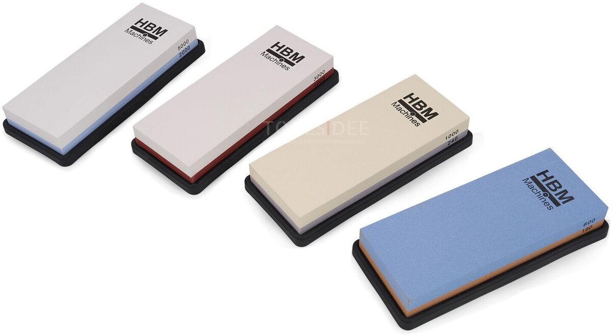 HBM Professional Double Sided Whetstone with Rubber Anti Slip Holder