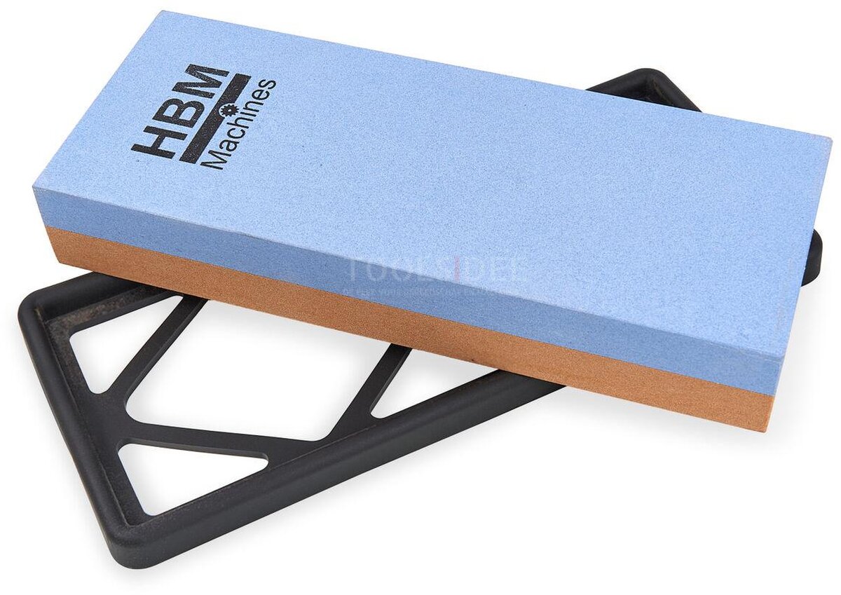 HBM Professional Double Sided Whetstone with Rubber Anti Slip Holder