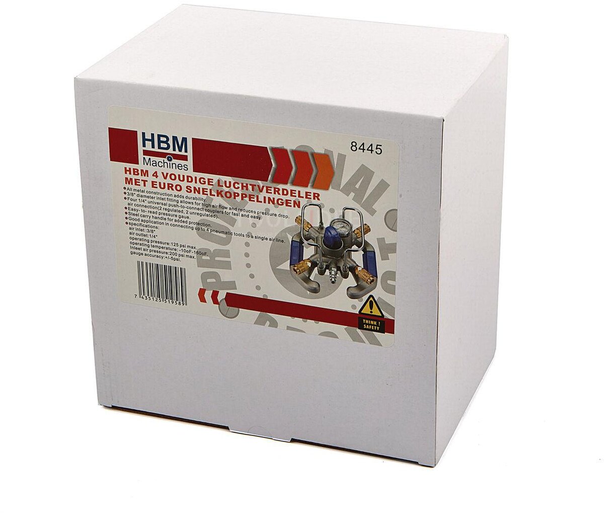 HBM 4-veis luftdistributør med EURO hurtigkoblinger