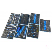 HBM 262 stykke fylt verktøyvogn med 7 skuffer og dør med skuminnlegg.