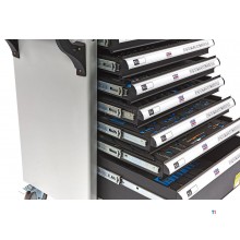 HBM 262 stykke fylt verktøyvogn med 7 skuffer og dør med skuminnlegg.