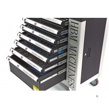 HBM 262 stykke fylt verktøyvogn med 7 skuffer og dør med skuminnlegg.