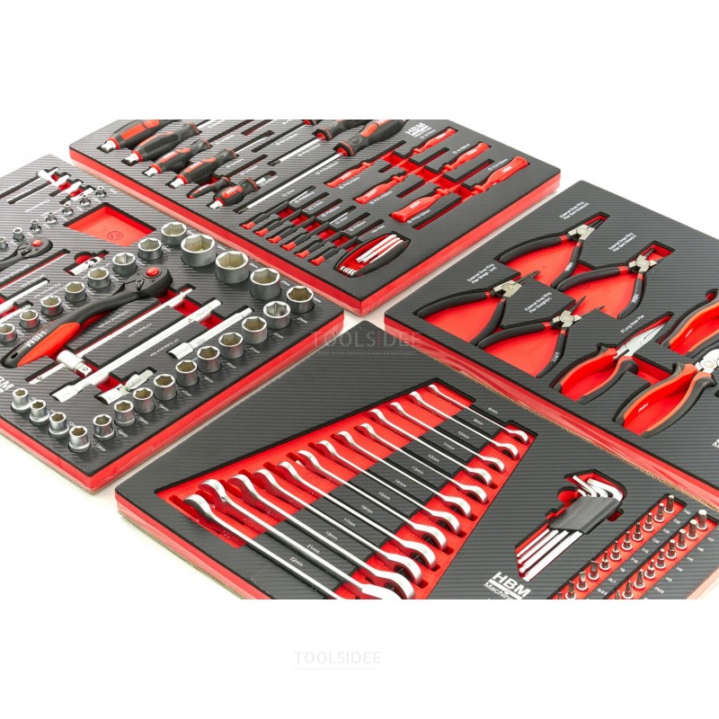 HBM 154 Piece Premium Tool Refill for Tool Trolley - RED