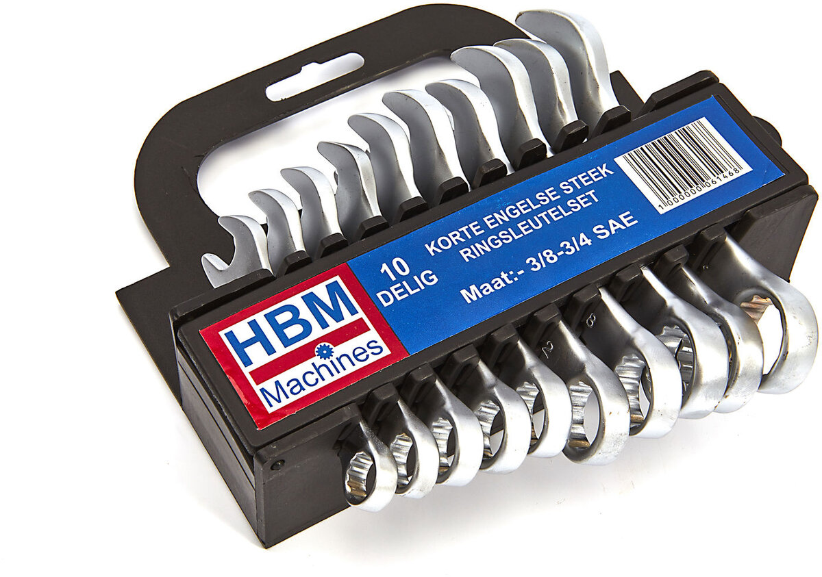 HBM 10 stykke kort engelsk søm - ring nøkkel sett