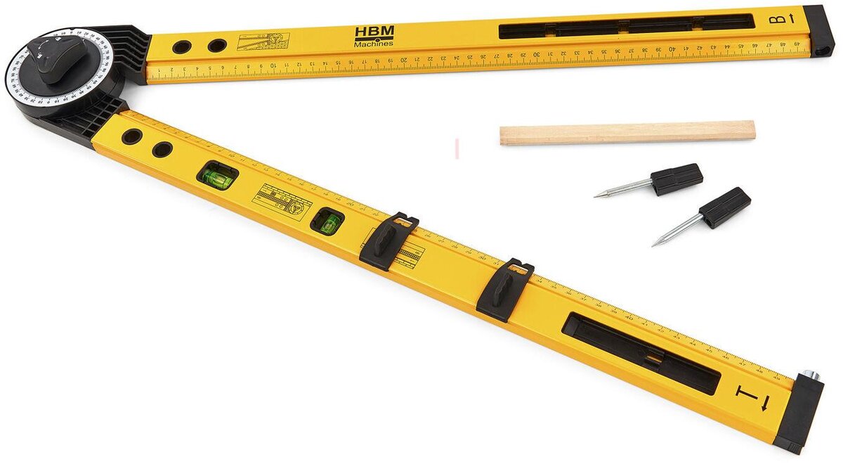 HBM 2 x 500 mm universal vattenpass, blockkrok, gungkrok, cirkeldragare. 