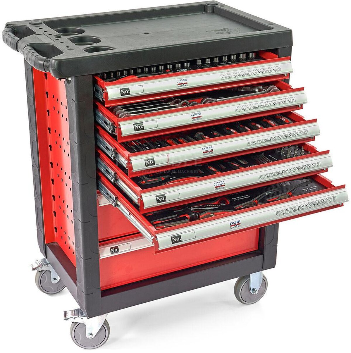 HBM 196 Delige Premium Gevulde gereedschapswagen - ROOD