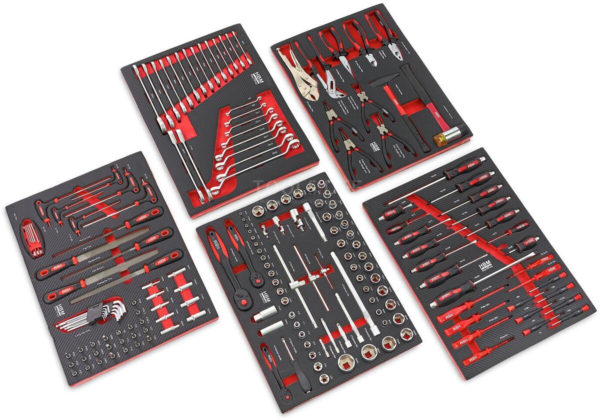 HBM 196 Delige Premium Gevulde gereedschapswagen - ROOD