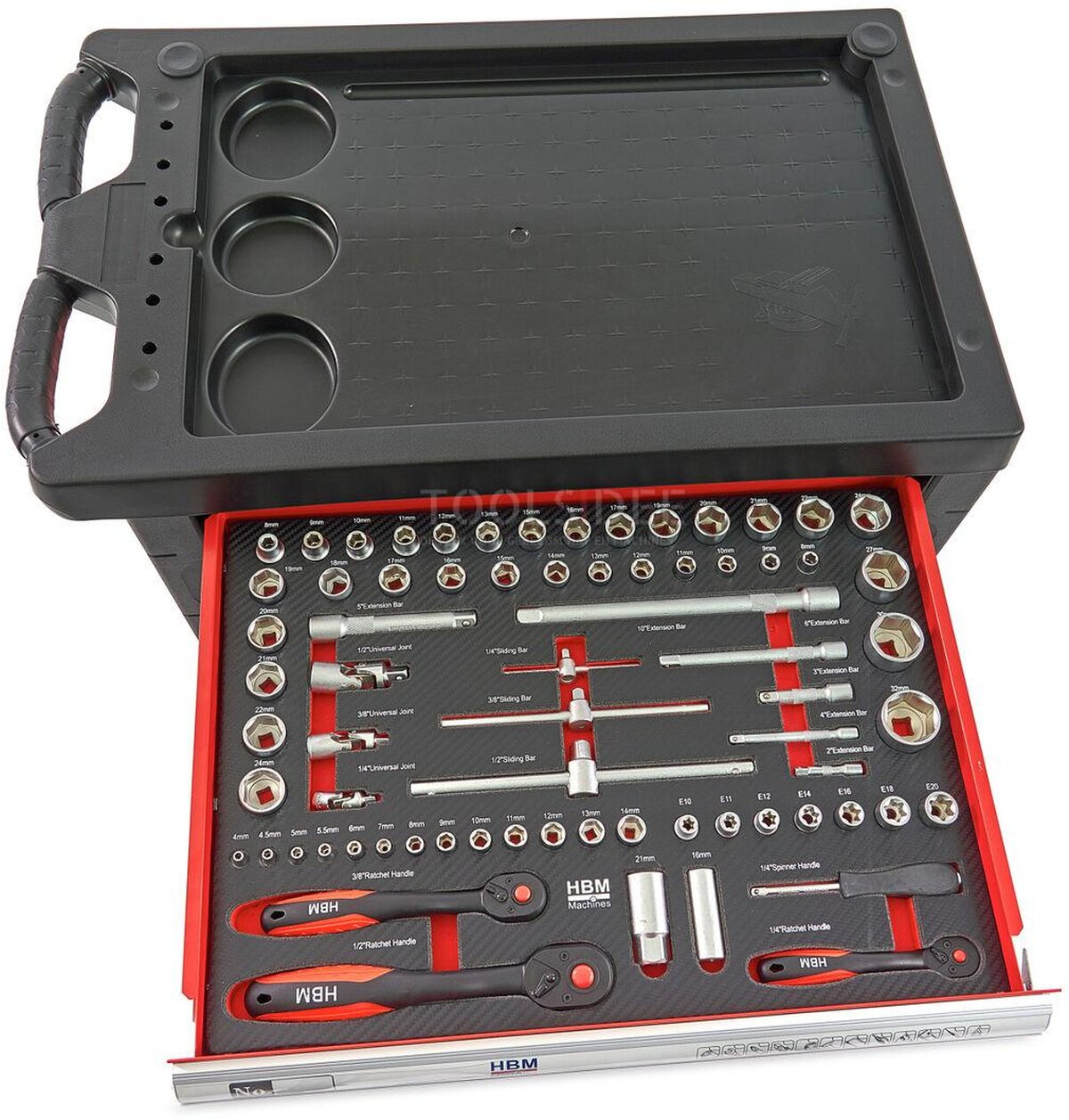 HBM 196 Delige Premium Gevulde gereedschapswagen - ROOD