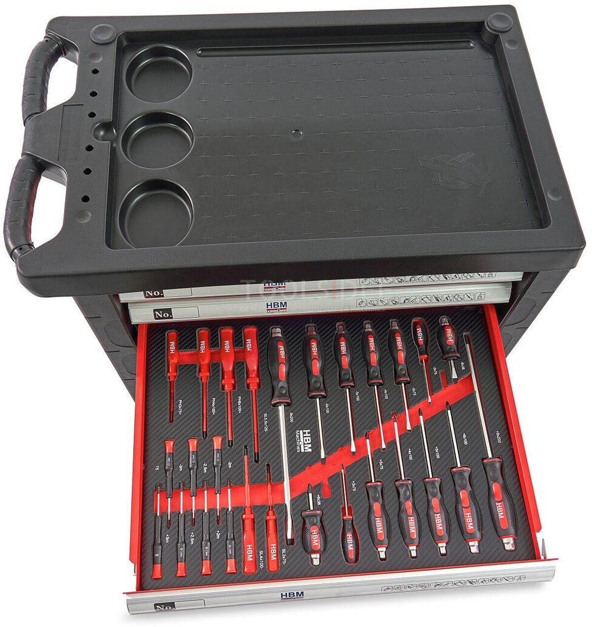HBM 196 Delige Premium Gevulde gereedschapswagen - ROOD