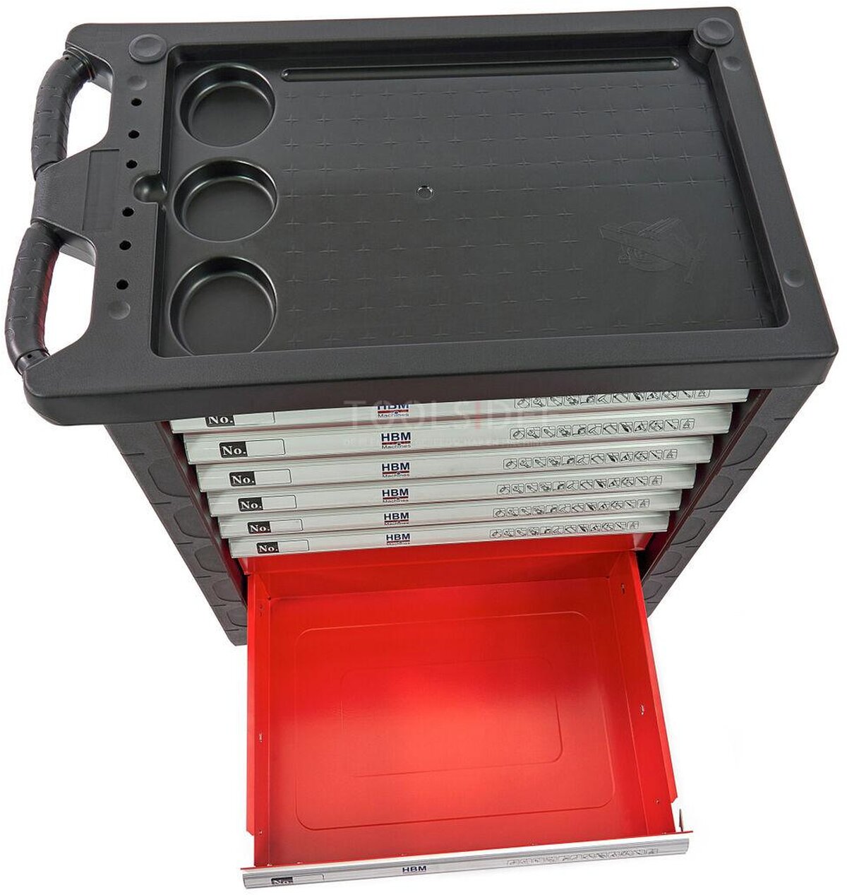 HBM 196 Delige Premium Gevulde gereedschapswagen - ROOD