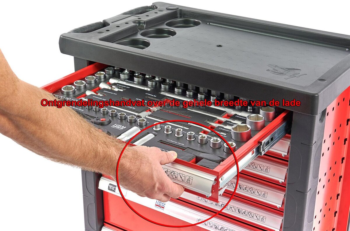 HBM 196 Delige Premium Gevulde gereedschapswagen - ROOD
