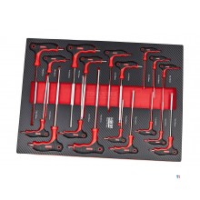 HBM 16 Piece T-Handle Set in Carbon Foam Inlay for Tool Trolley