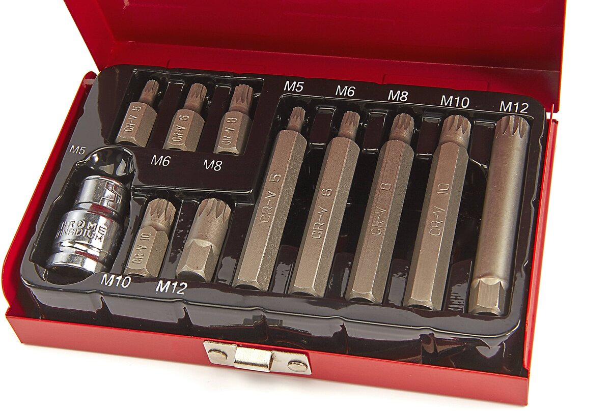 Hbm 11-delad splinebitsuppsättning med 1/2 adapter