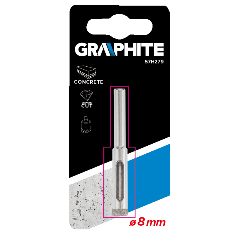 GRAPHITE diamond box drill 8x30mm for stone and tiles, water cooled