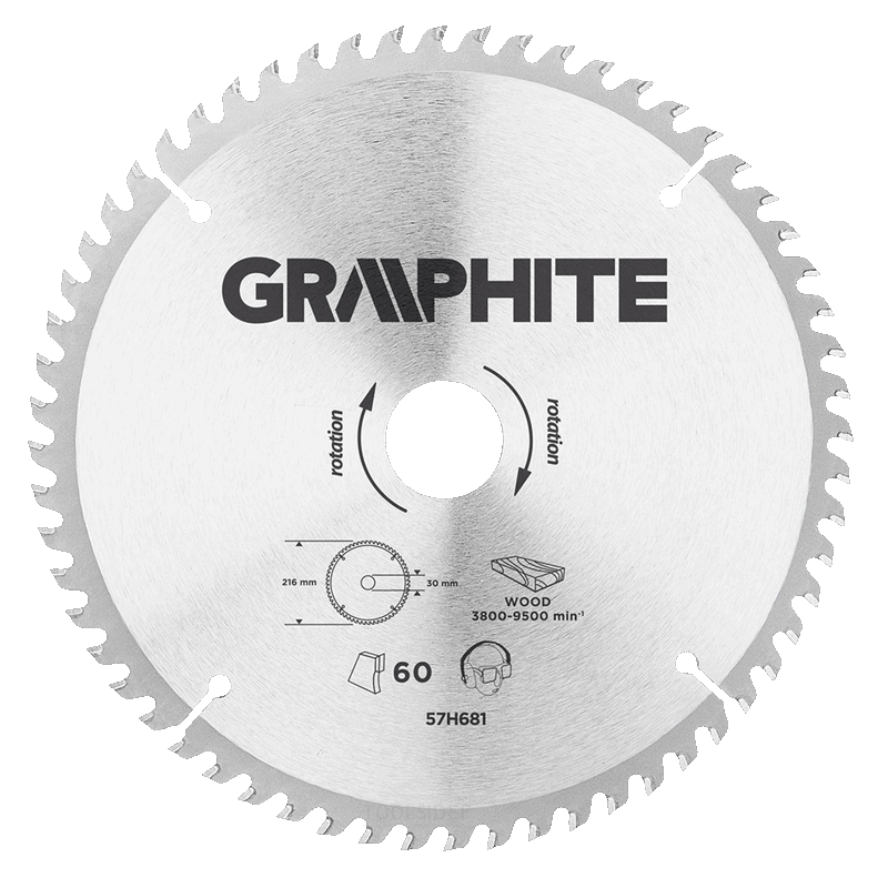GRAPHITE circular saw blade 216mm 60t blade 216mm, arbor hole 30mm, teeth 60, thickness 2.0mm, cutting thickness 2.8mm, geometry
