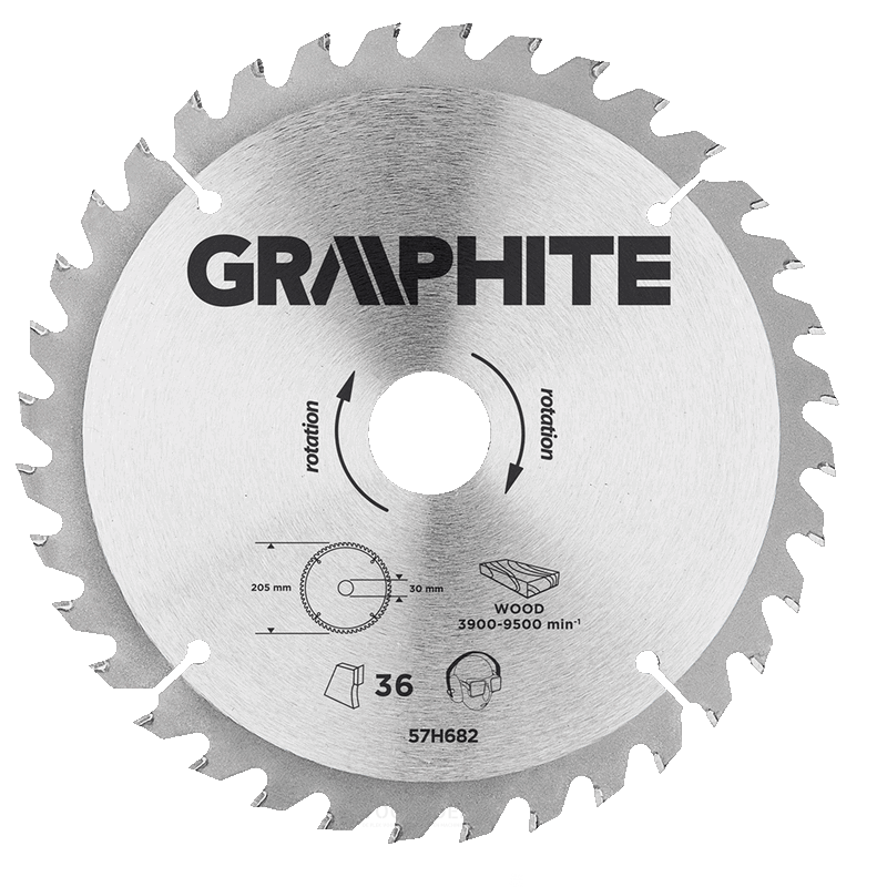 GRAPHITE circular saw blade 205mm 36t blade 205mm, arbor hole 30mm, teeth 36, thickness 2.0mm, cutting thickness 2.8mm, geometry