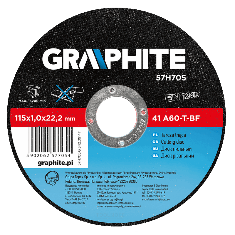 GRAPHITE disque à tronçonner 115x22x1,0mm métal 41 a60-t-bf