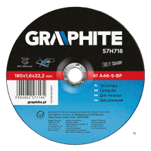 GRAPHITE disque à tronçonner 180x22x1,6 mm métal 41 a60-t-bf