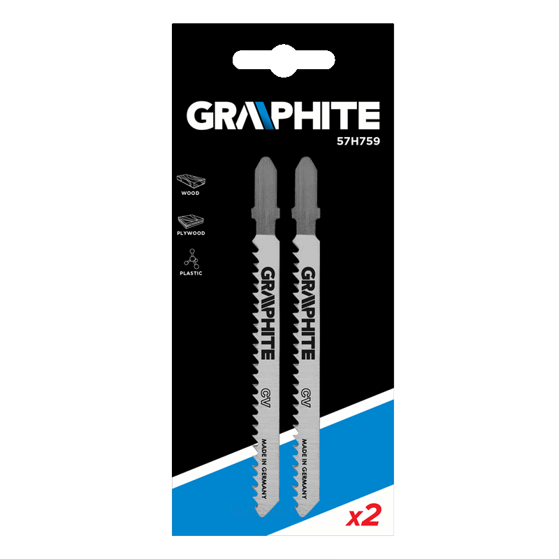 GRAPHITE jigsaws t-connection, 100mm, 8tpi, laser tec, wood, 2 pack