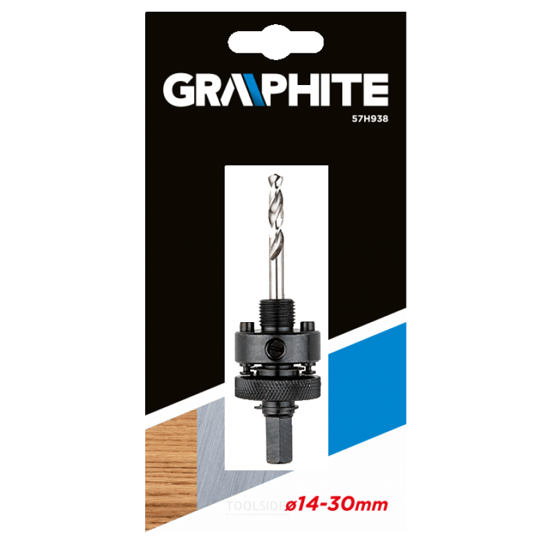 GRAPHITE gatenboor adaptor 14-30mm hss-bi-metaal, voor o.a. hout, metaal, kunstof en plastic