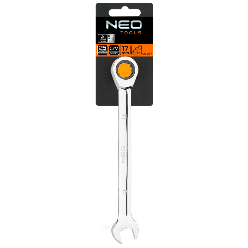 NEO plug / ratchet wrench 13mm crv steel, tuv m + t