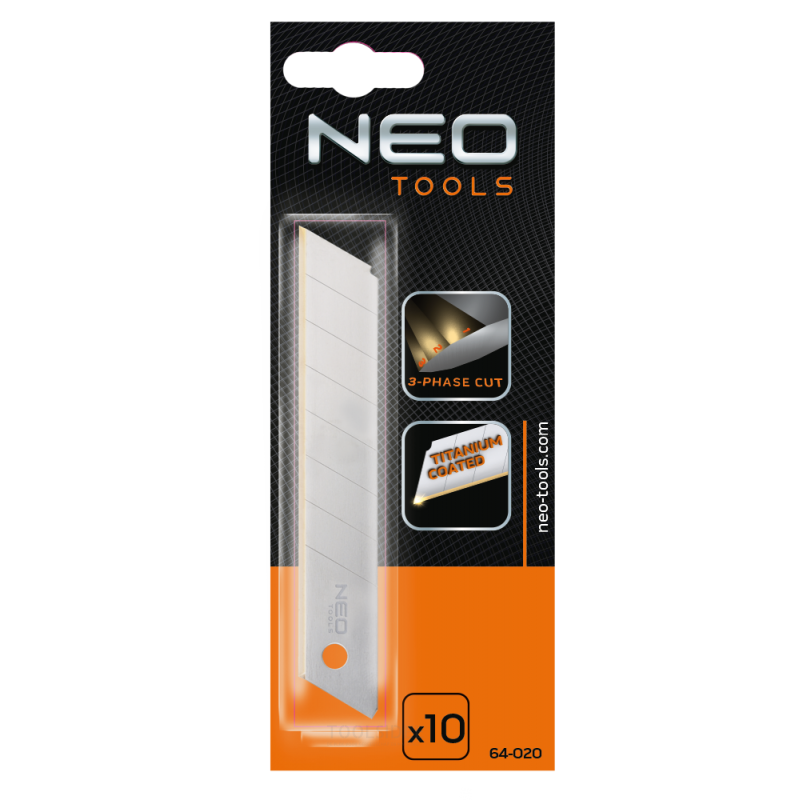  NEO varaterä 18mm, titaani 10 kpl pakkaus, 18 x 0,50mm, laseroitu portaittain