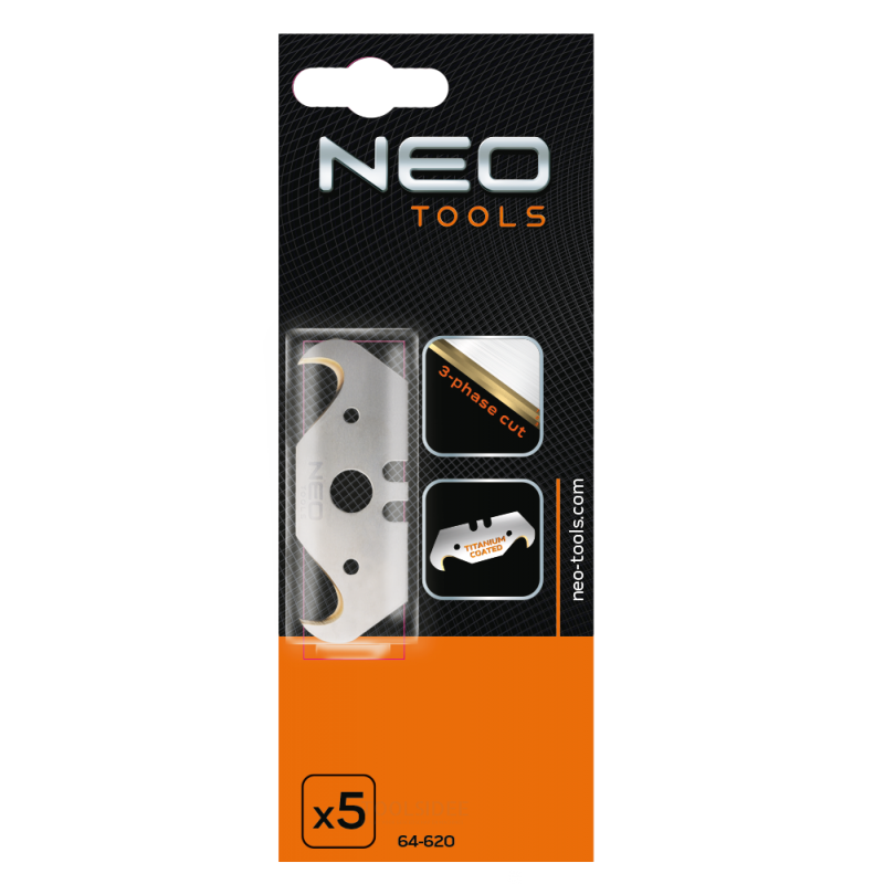 NEO ekstra knivkrogmodel, titanium 5 stykker pakke, 0,65 mm, laserfælder
