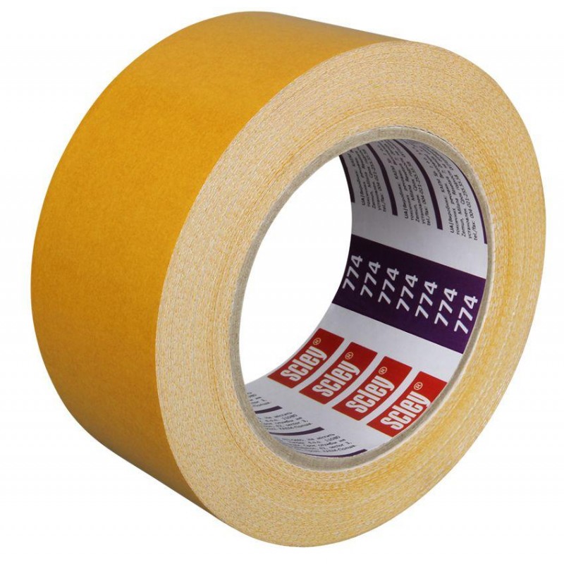 SCL dubbelzijdig tape extra sterk vloertape 48x5m smelt lijm, 0,24mm, viscose, resistent tegen weekmakers, permanente bevestigin