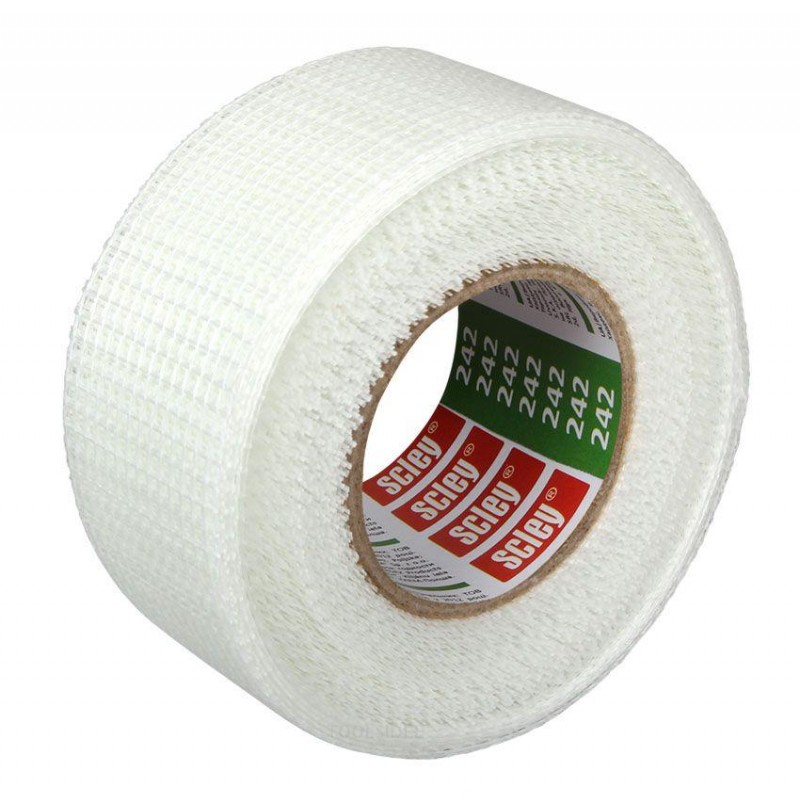 SCL cinta de fibra de vidrio 50x20m pegamento acrílico, 0.23mm, tejido de malla 18, fácil de usar, para grietas y agujeros en pa