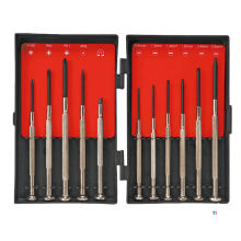 Top Tools set di precisione 11 pezzi 6x piatti, 3x philips 1x magnete pick up 1x punteruolo, in supporto di plastica