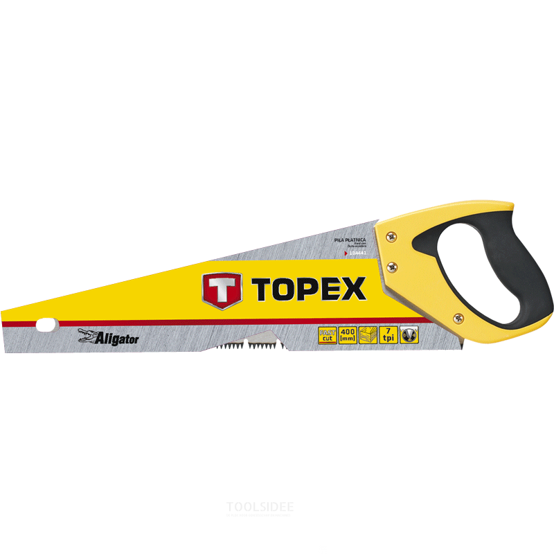 TOPEX sierra de mano de 500 mm, 7 dientes por pulgada, corte rápido, dientes extra endurecidos