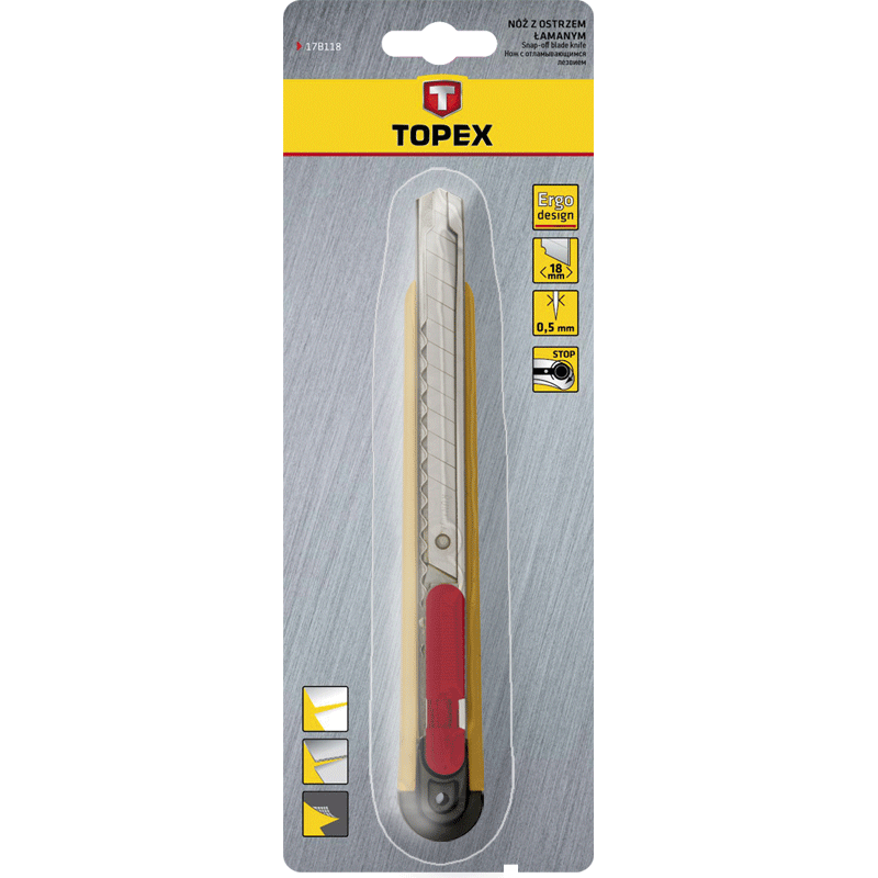 TOPEX breaking knife 9mm metal guide rails