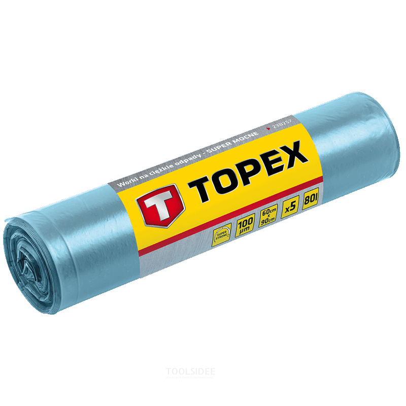 TOPEX schuttbeutel 80l 100 mu, typ super strong, 5x