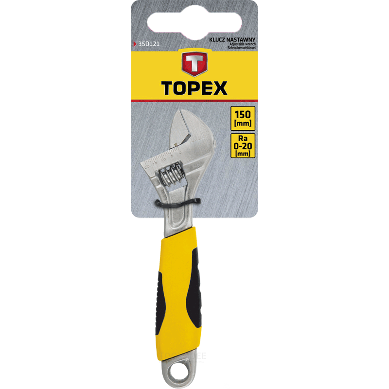 TOPEX skiftnyckel 200mm 0-24 mm ra, crv stål