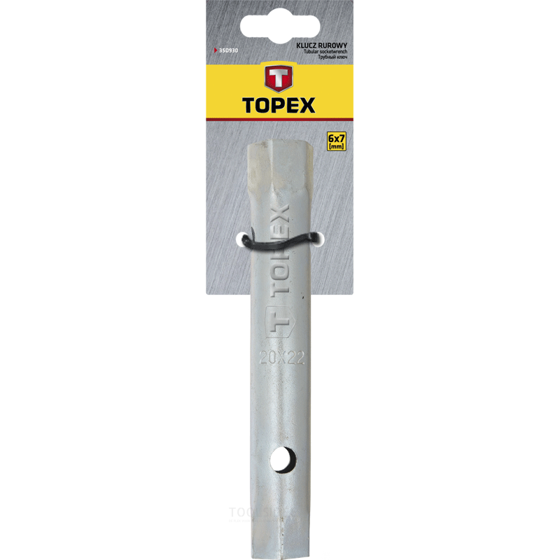 TOPEX rørnøkkel 8x9mm 120mm, sekskantet tilkobling, crv stål