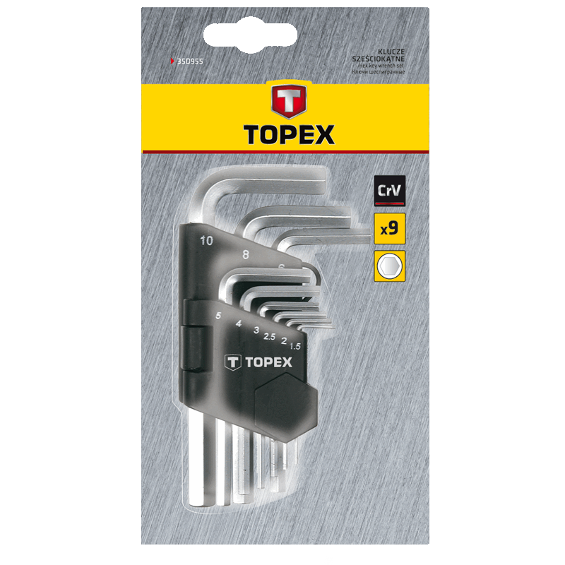 TOPEX set di brugole corte 1,5-10 mm, acciaio crv