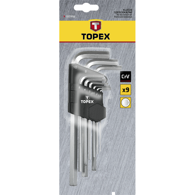 TOPEX set di brugole lunghe 1,5-10 mm, acciaio crv