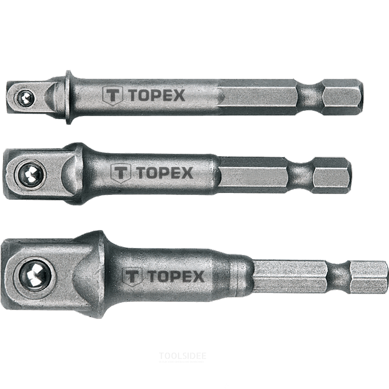 TOPEX adapteruppsättning 3 delar 3/8 1/4 1/2 anslutning, crv stål