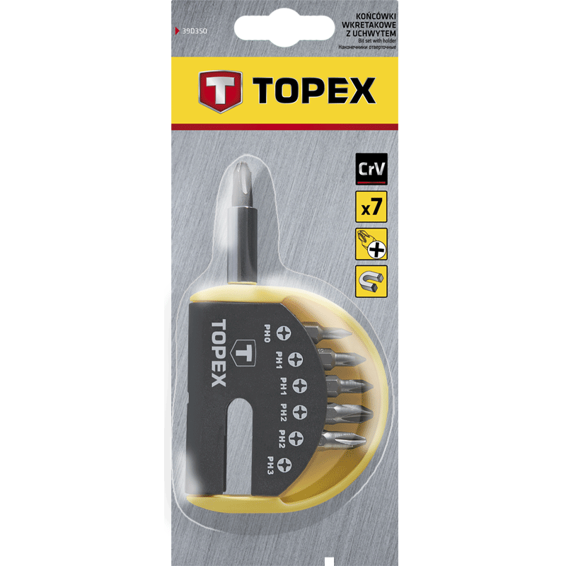 TOPEX bitset 7 pcs crv steel, magnetic