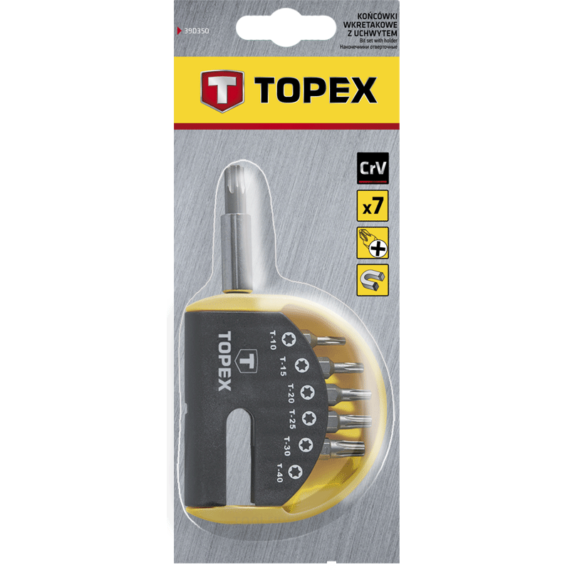 TOPEX bit set 7 pcs torx crv steel, magnetic