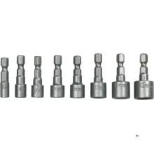 TOPEX set di punte per bulloni, 8 pezzi, connessione 1/4 ', 5-13 mm, acciaio crv