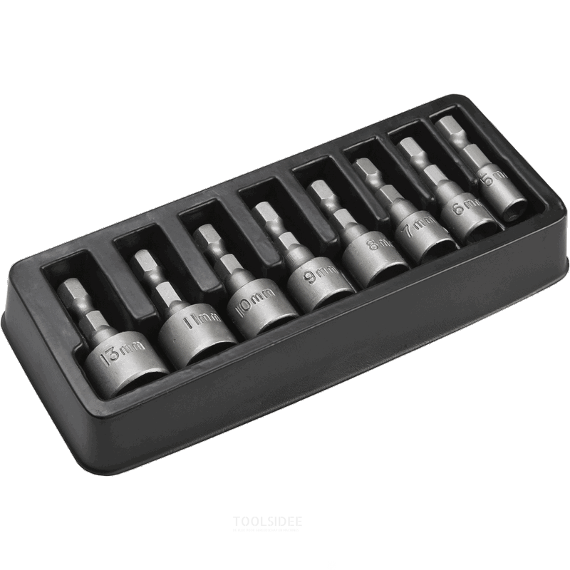 TOPEX jeu d'embouts de boulon 8 pièces 1/4 'connexion, 5-13 mm, acier crv