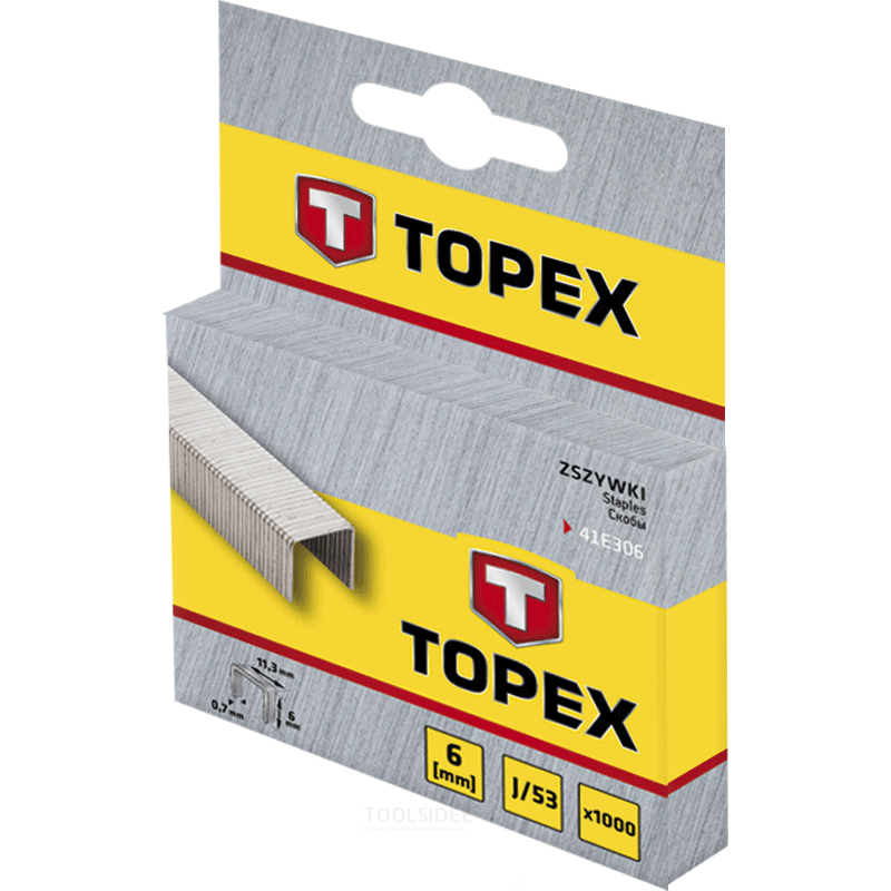 TOPEX agrafes type j / 53, 14 mm, emballage 1000 pièces, 11,3 x 0,7 mm