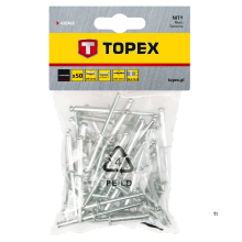TOPEX rivets 4,0x18mm emballage de 50 pièces, aluminium