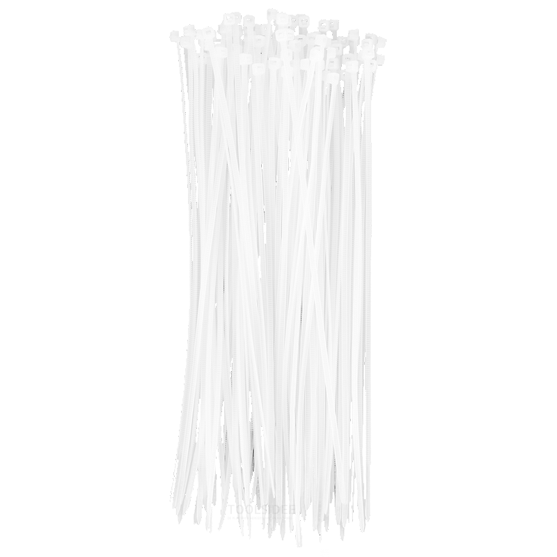 TOPEX cinta para mazos de cables 2,5 x 200 mm blanco 100 piezas, resistente a los rayos uv, - / - 35 ° a + 85 °, poliamida 6.6